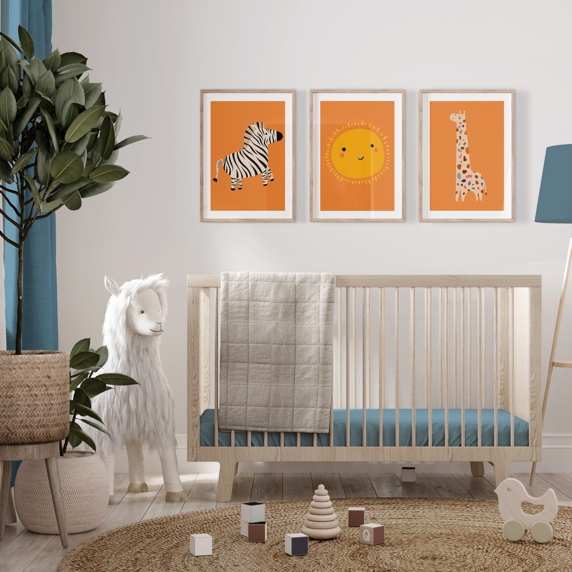 Speckled Giraffe Jungle Prints- 3 set - Orange - Pompom Prints