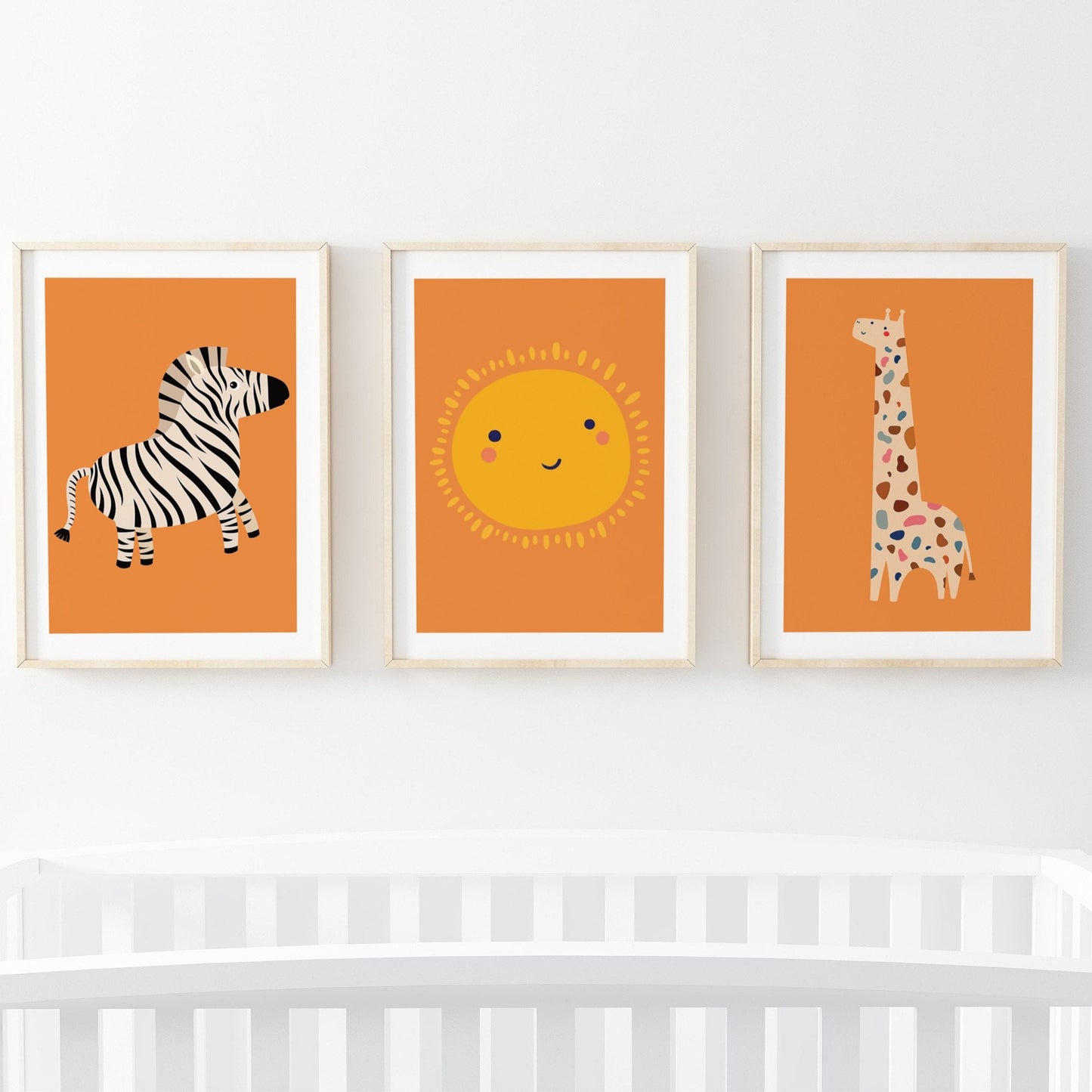 Speckled Giraffe Jungle Prints- 3 set - Orange - Pompom Prints
