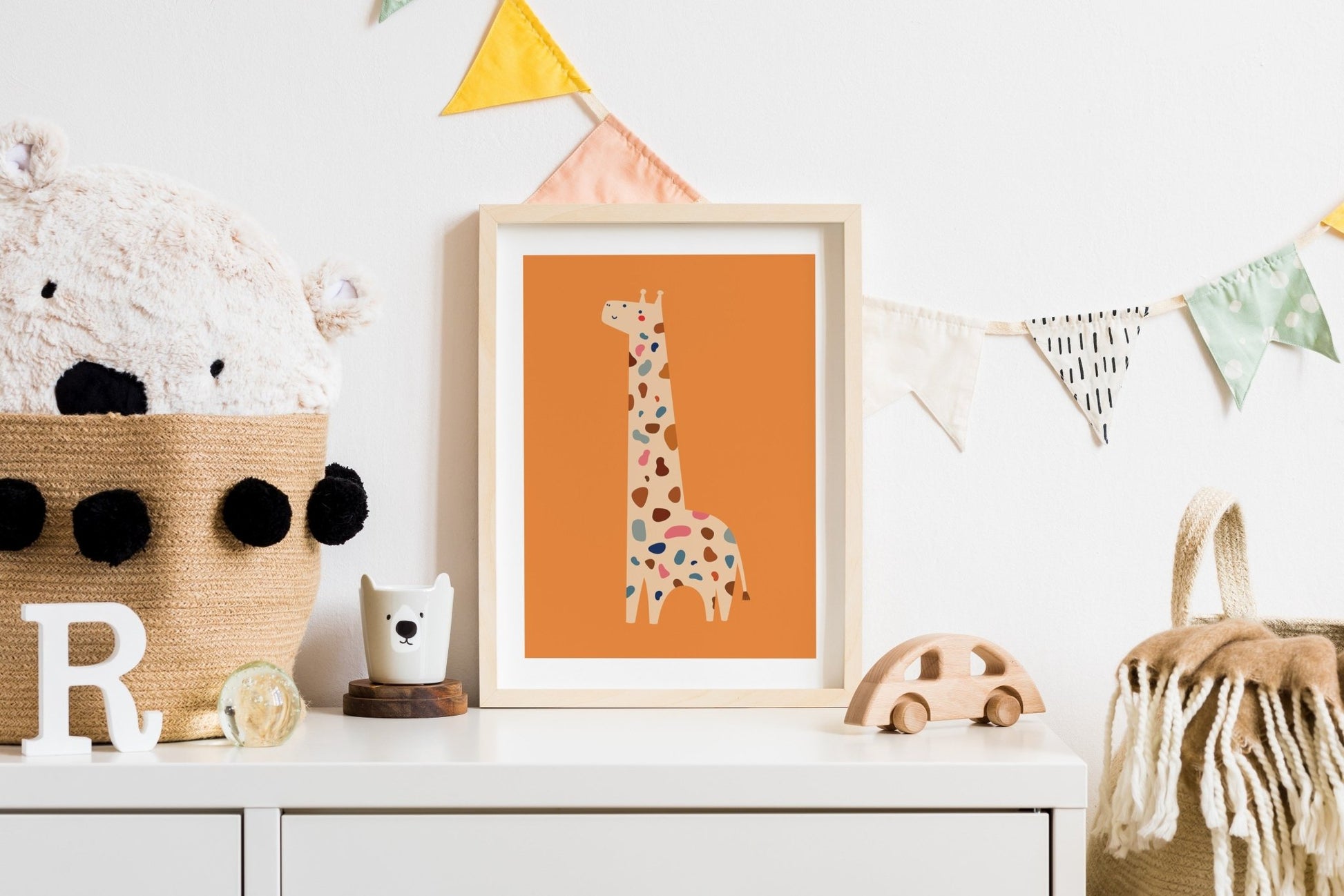Speckled Giraffe Jungle Prints- 3 set - Orange - Pompom Prints