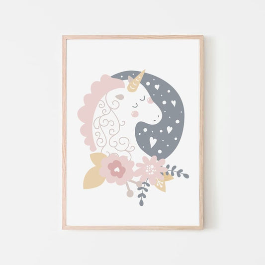 Unicorn Flowers - Ying Yang Unicorn - Pompom Prints
