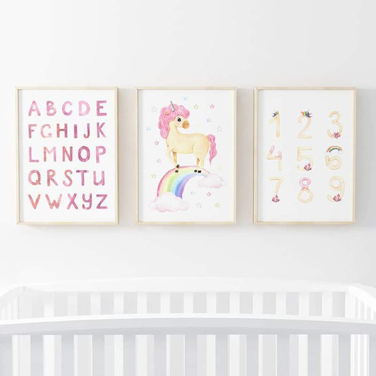 Unicorn Learning - 3 Pack - Pompom Prints