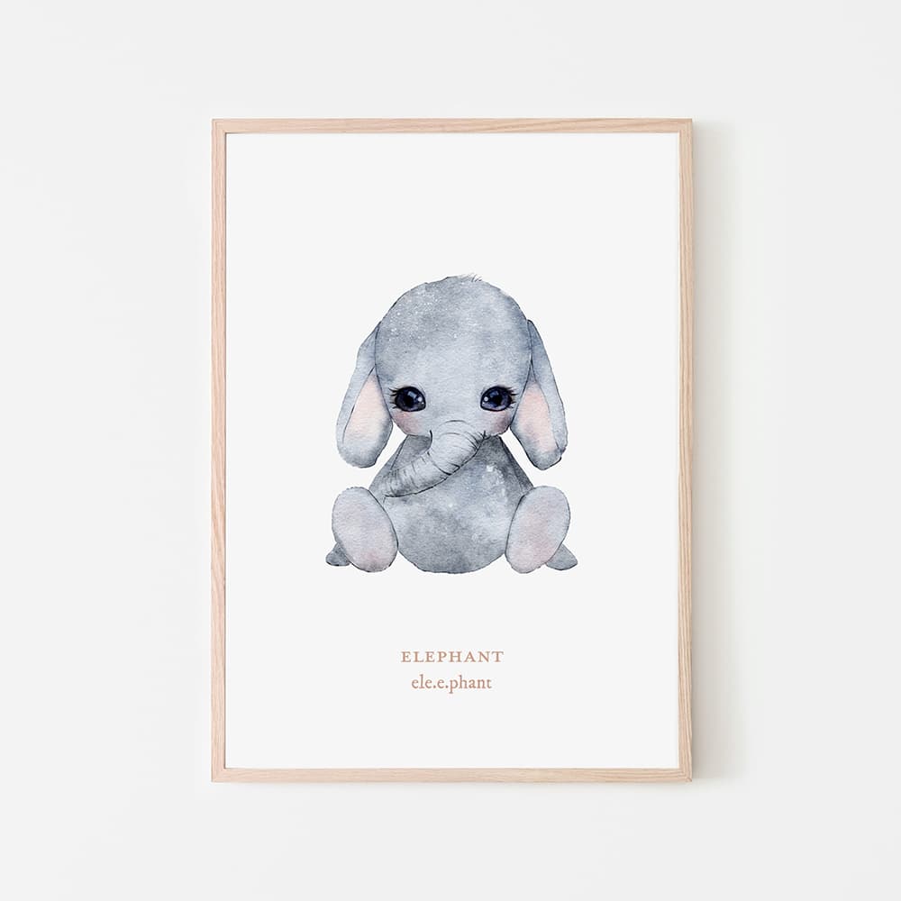 Watercolour Animals - Elephant - Pompom Prints
