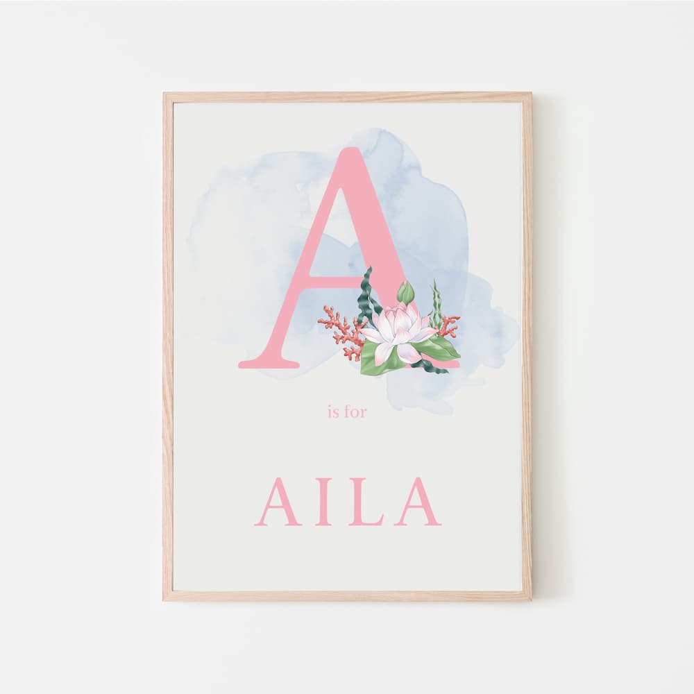 Watercolour Mermaids - Personalised Name and Letter - Pompom Prints