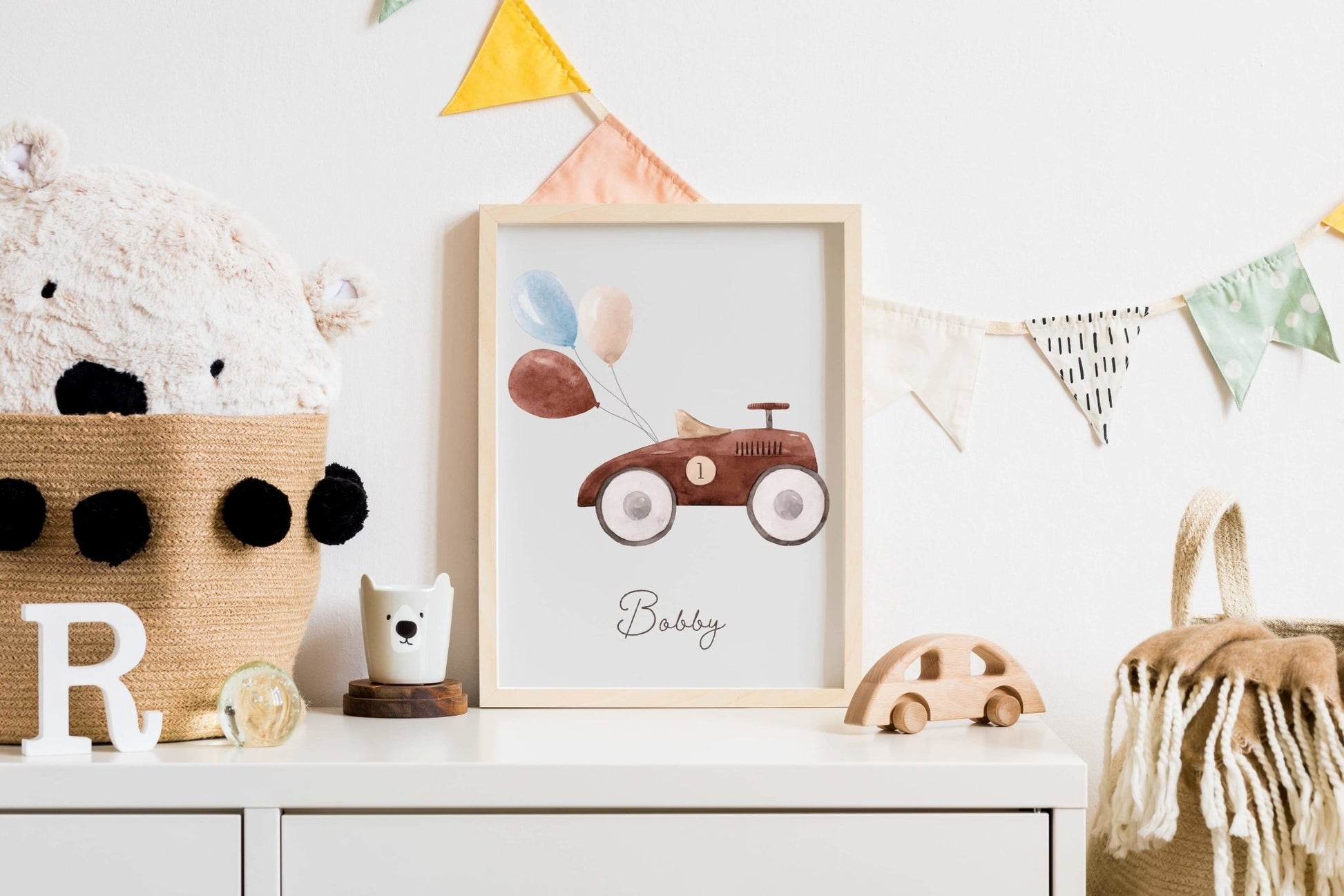 Watercolour Race car - Number 1 - Pompom Prints