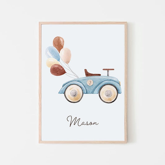 Watercolour Race car - Number 2 - Pompom Prints