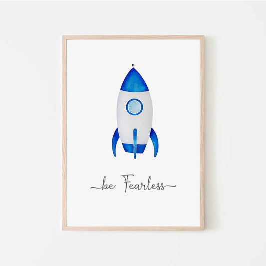 Watercolour Vehicles - Rocket - Pompom Prints