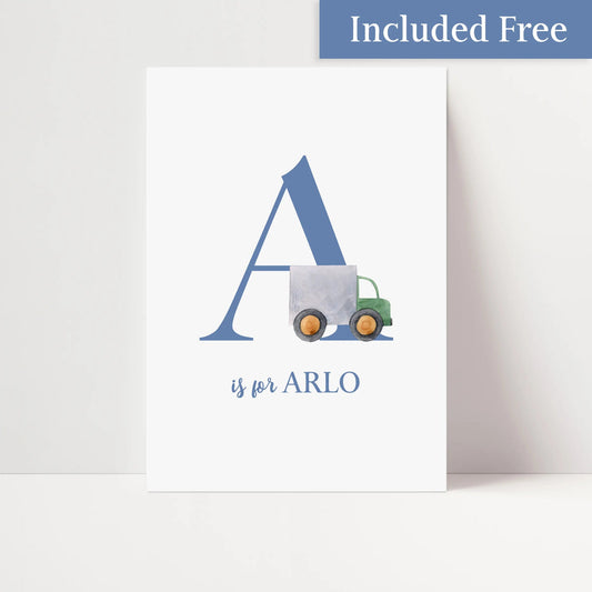 Watercolour Vehicles - Set of 4 prints + Free name print - Pompom Prints