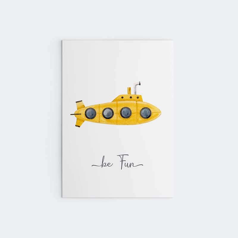 Watercolour Vehicles - Yellow Submarine - Pompom Prints