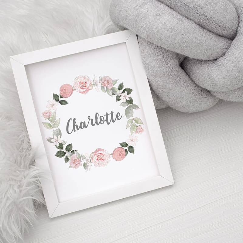 Woodland Animals Pink - Personalised Name - Pompom Prints