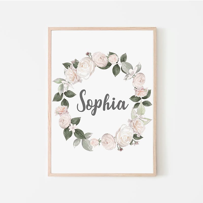 Woodland Animals Pink - Personalised Name - Pompom Prints