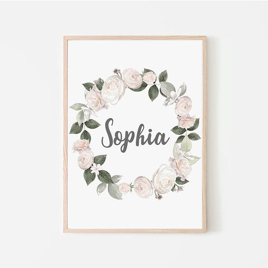 Woodland Animals Pink - Personalised Name - Pompom Prints