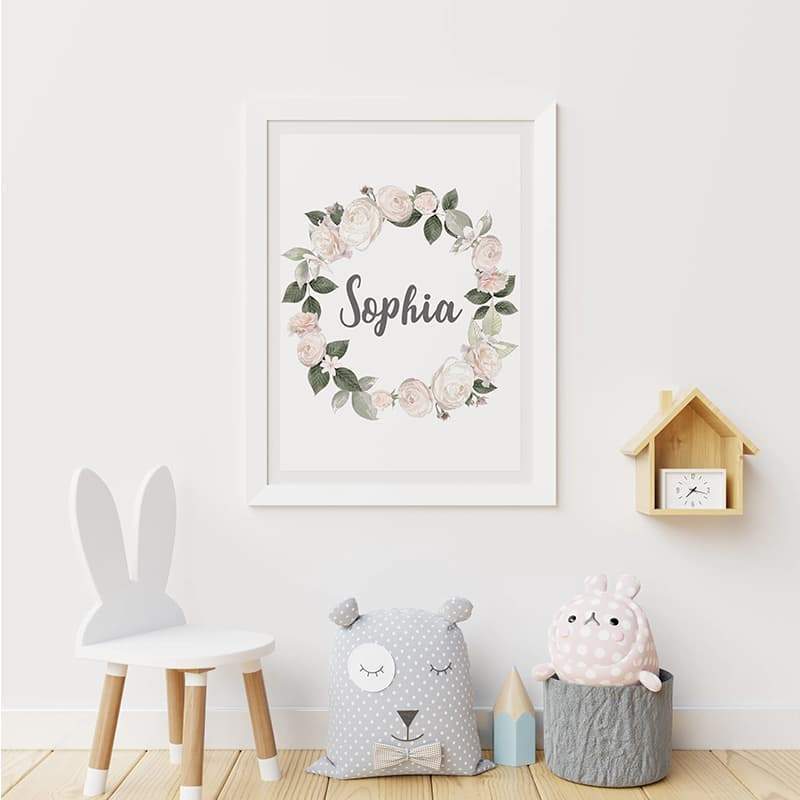 Woodland Animals Pink - Personalised Name - Pompom Prints