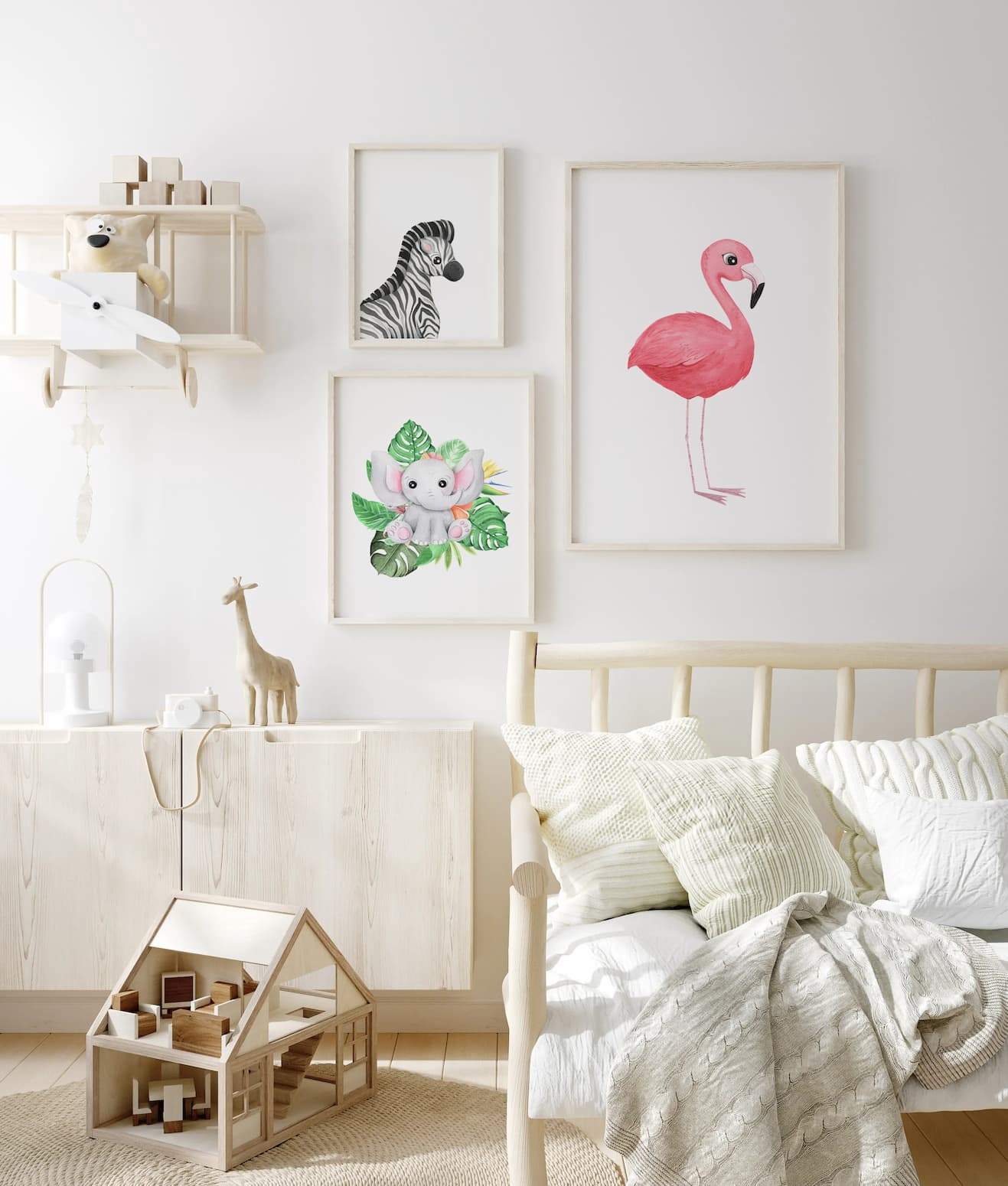 Animal Safari Babies - Flamingo - Pompom Prints