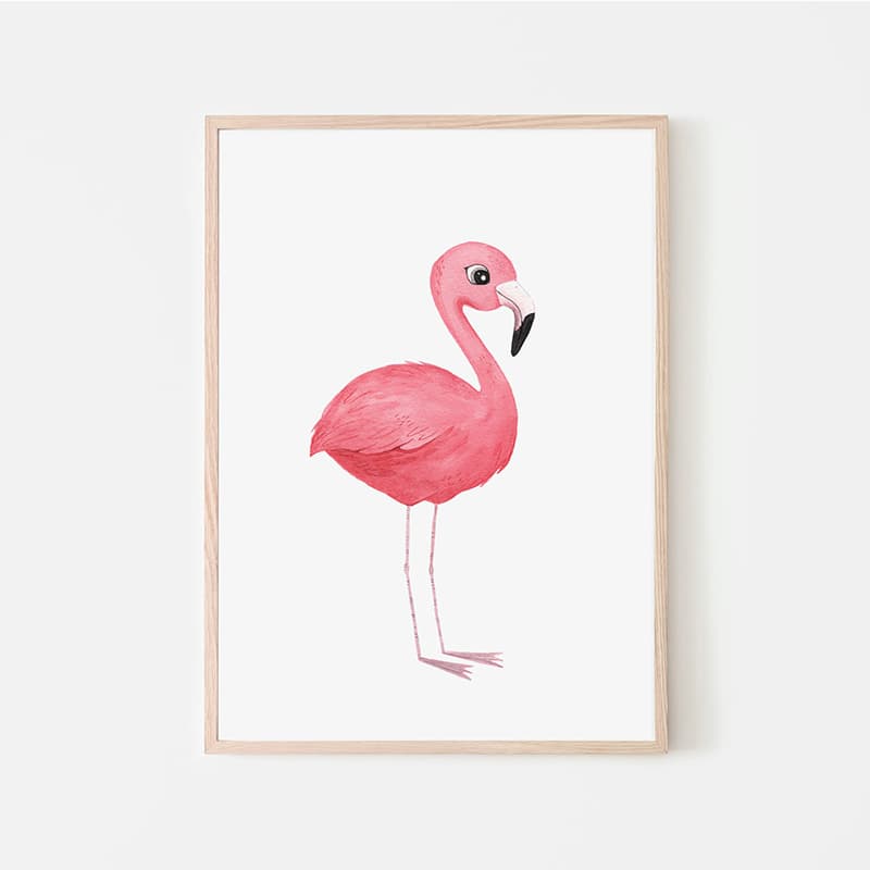 Animal Safari Babies - Flamingo - Pompom Prints