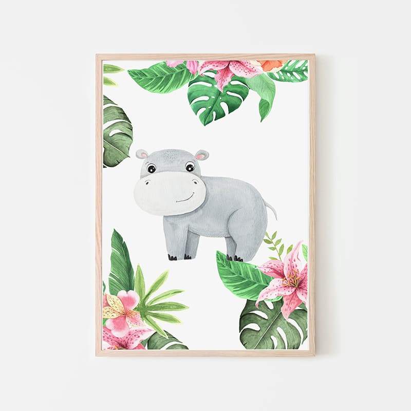 Animal Safari Babies - Hippo - Pompom Prints