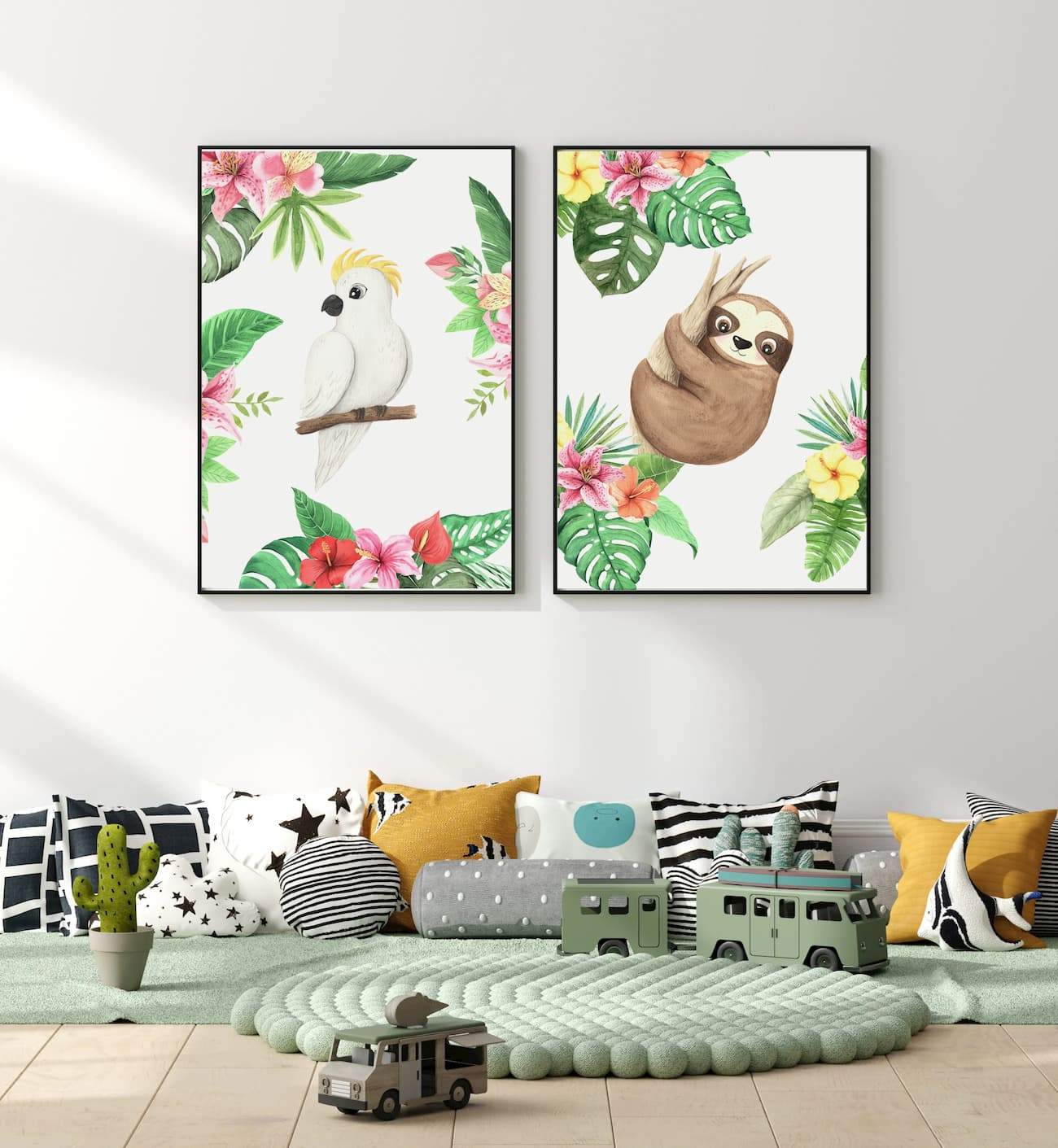 Animal Safari Babies - Sloth - Pompom Prints