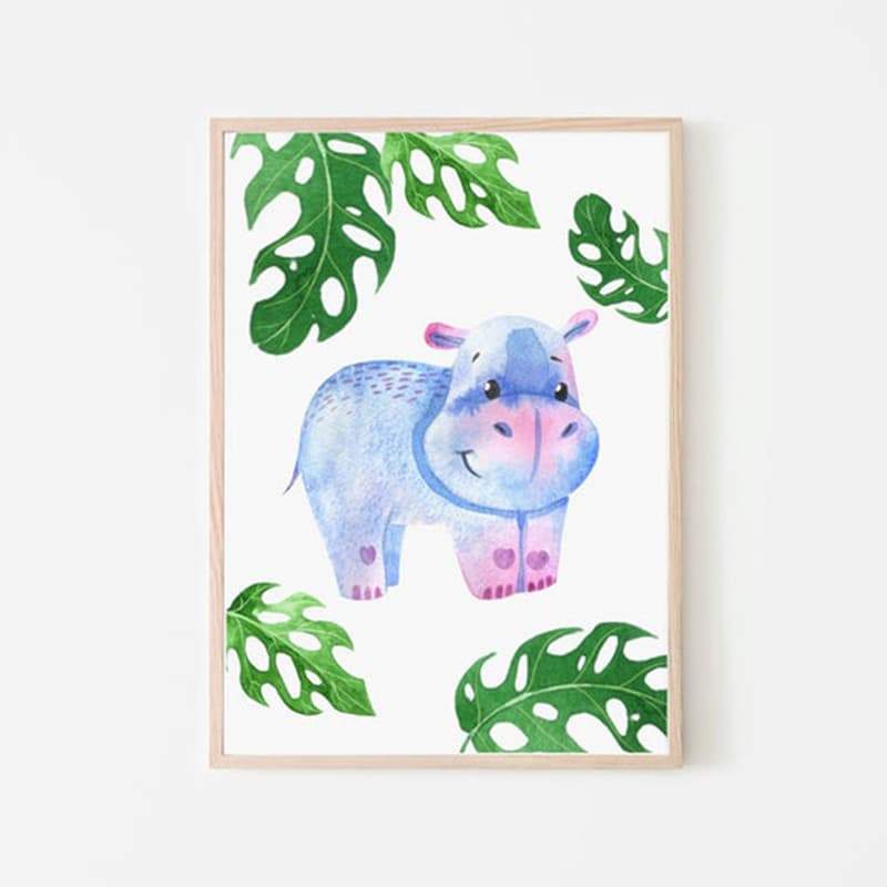 Animal Safari Hippo - Pompom Prints