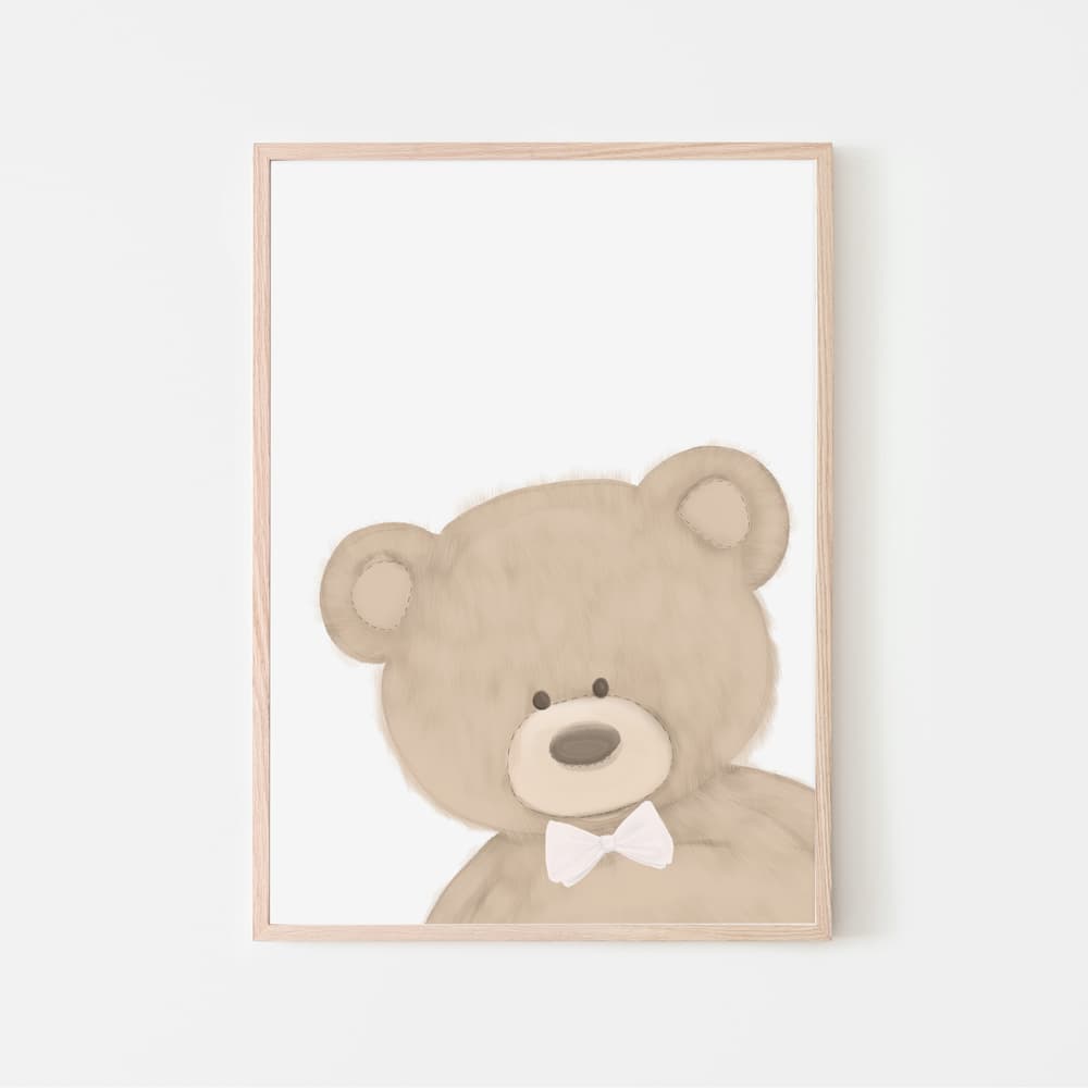 Bear and Balloon - Bear White Bowtie - Pompom Prints