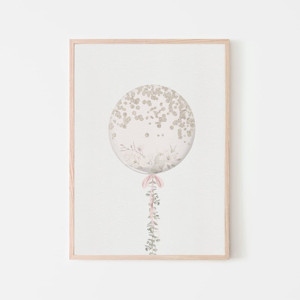 Bear and Balloon - Pink Balloon - Pompom Prints