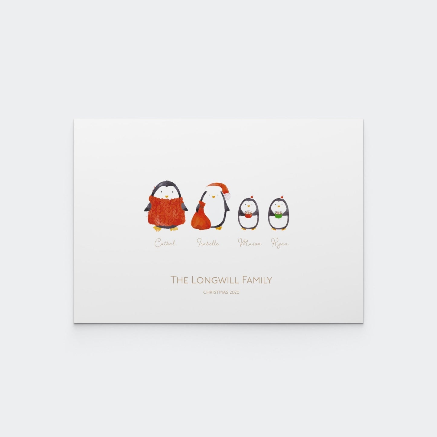 Christmas 2020- Personalised Family Penguin Print - Pompom Prints