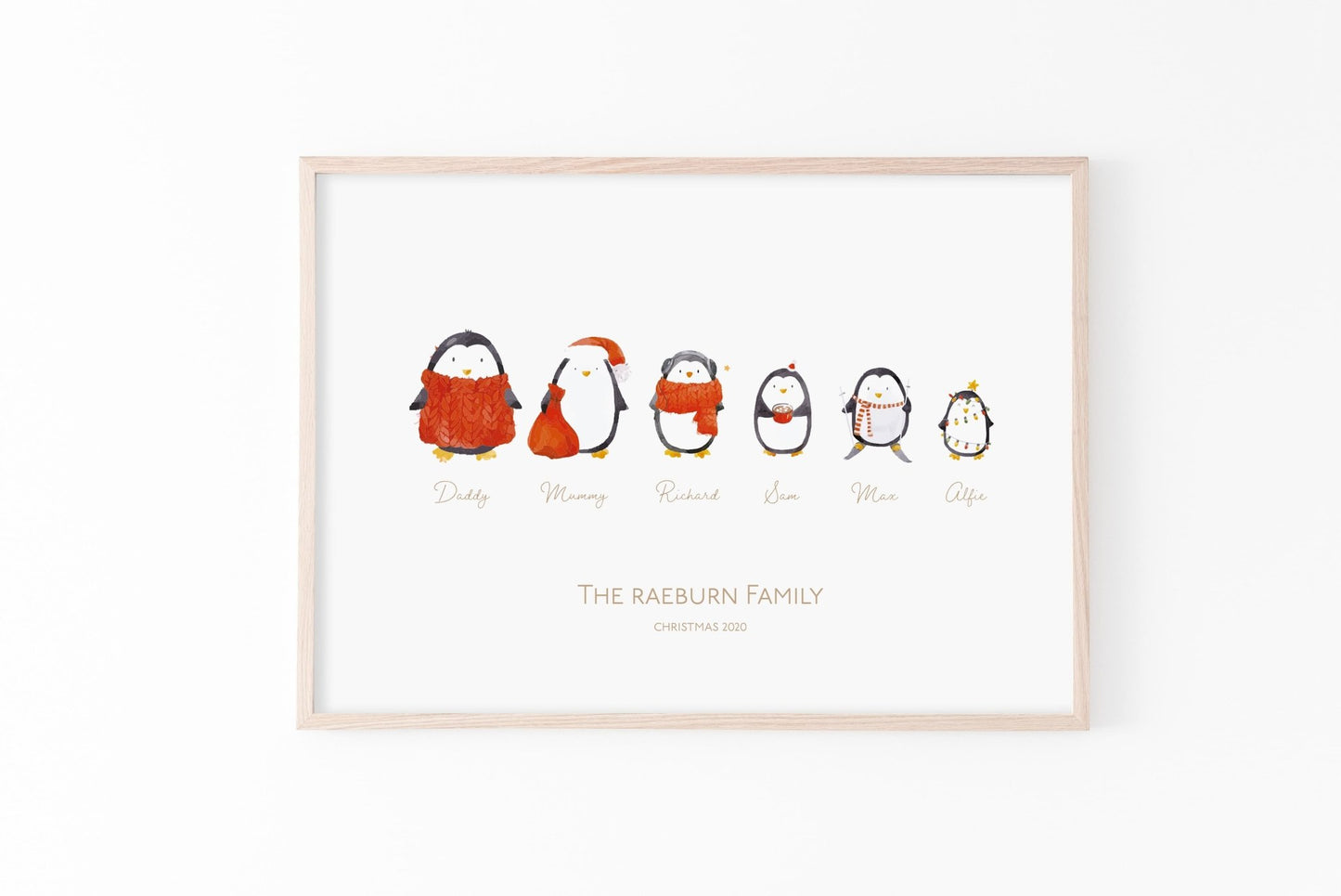 Christmas 2020- Personalised Family Penguin Print - Pompom Prints