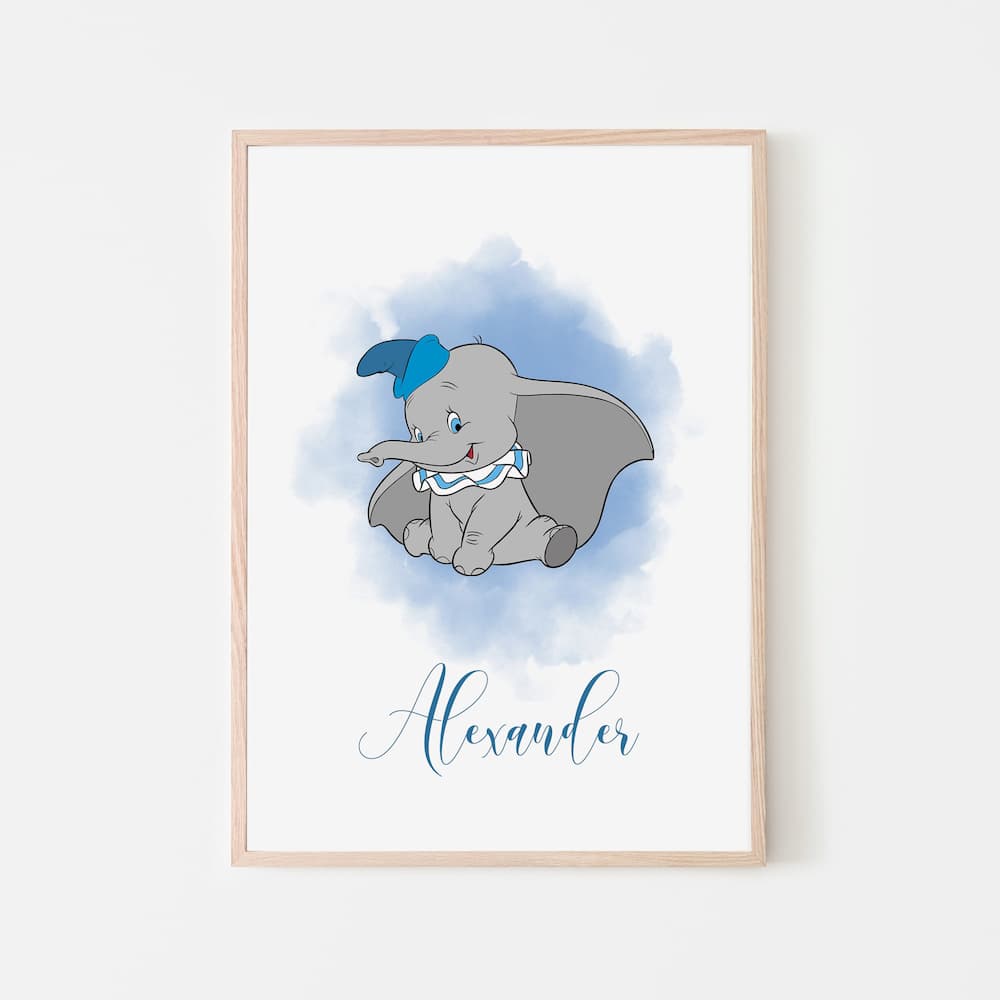 Dumbo - Blue Personalised Print - Pompom Prints