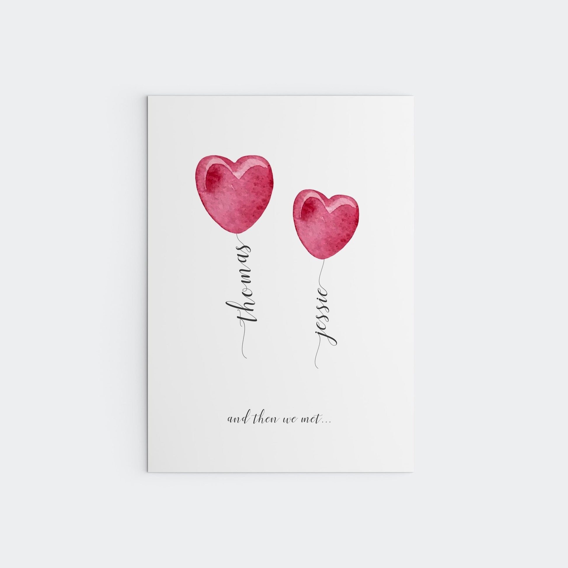Personalised Couple Heart Balloons Print - Pompom Prints