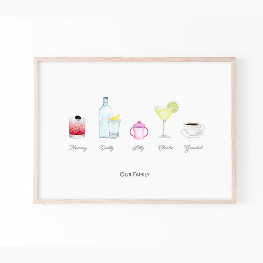 Personalised Family Drinks Print - Pompom Prints