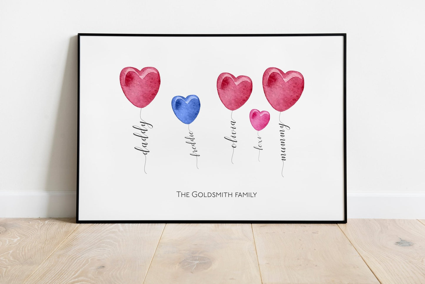 Personalised Family Heart Balloons Print - Pompom Prints