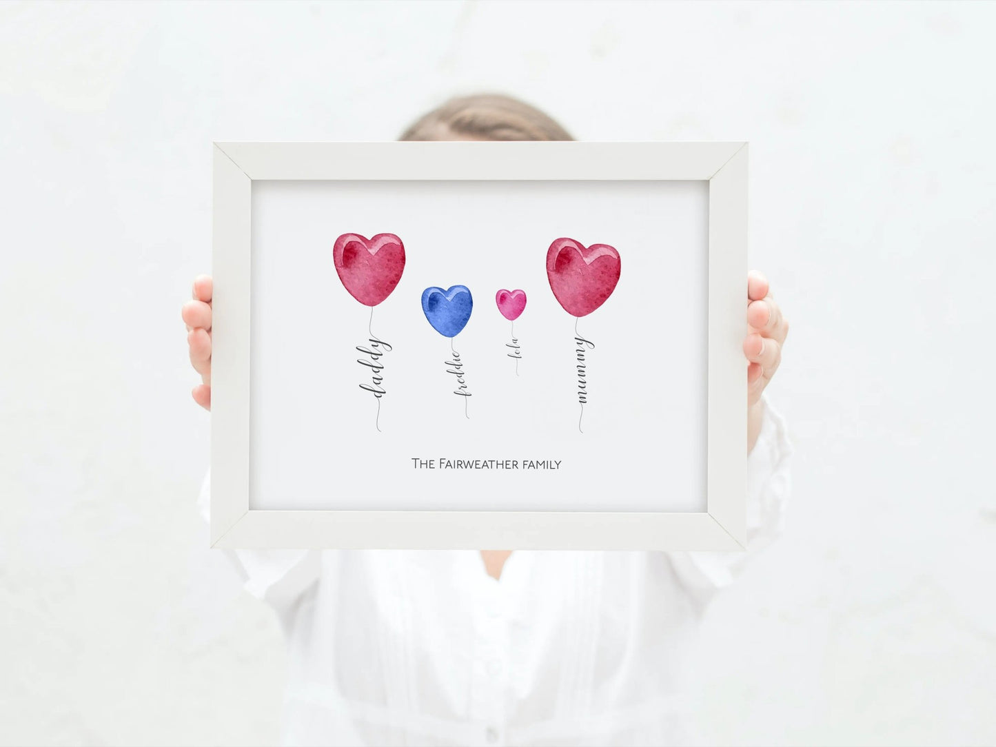 Personalised Family Heart Balloons Print - Pompom Prints