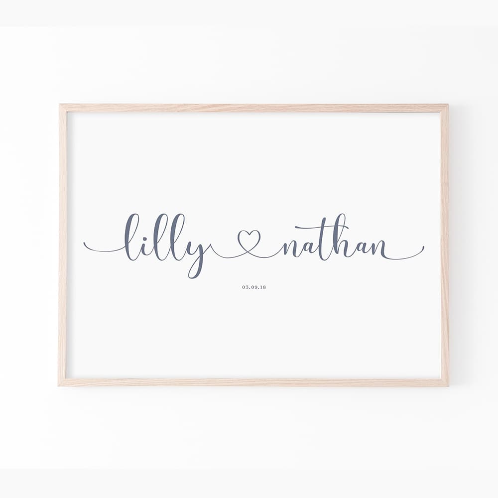 Personalised Linked Hearts Print - Pompom Prints