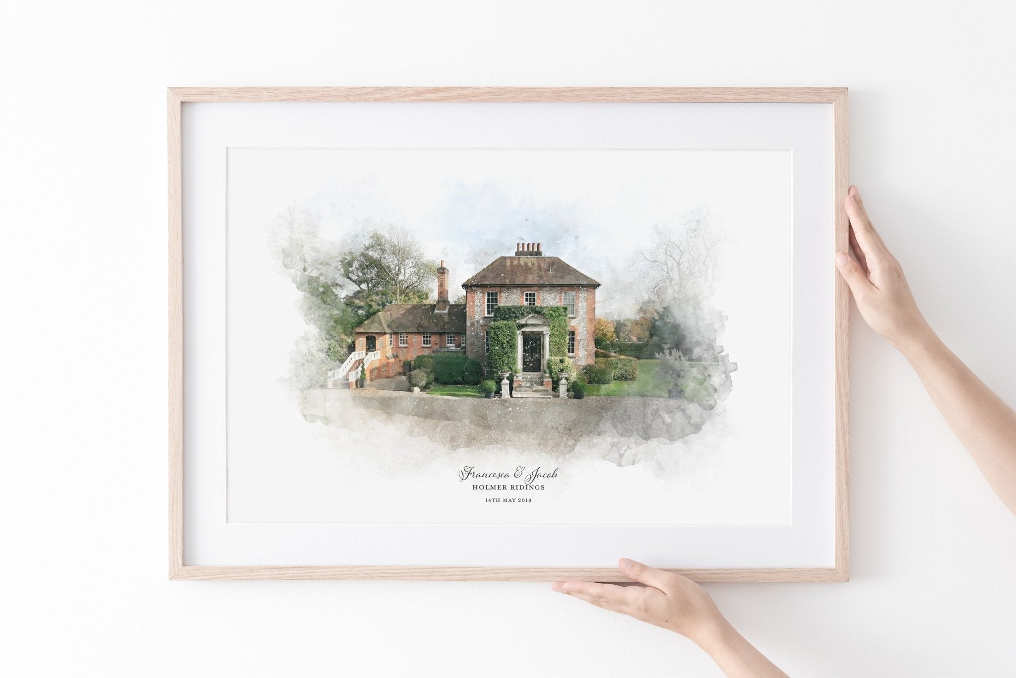 Personalised Watercolour Wedding Venue print Free UK Shipping