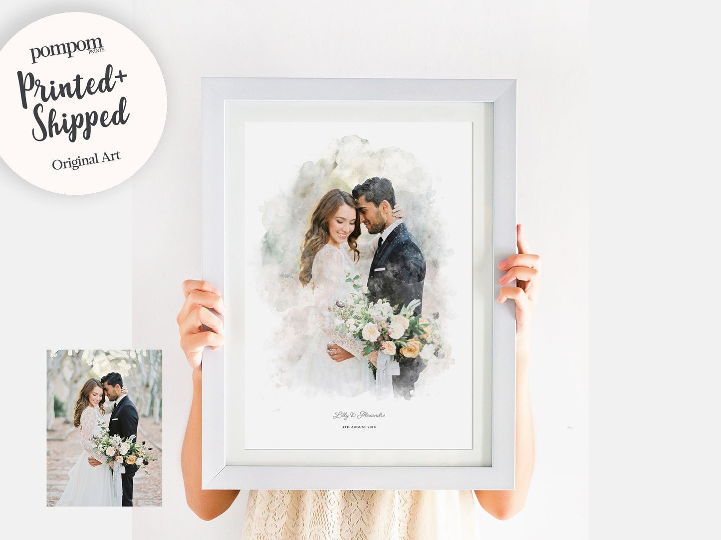 Personalised Wedding Couple Print - Pompom Prints