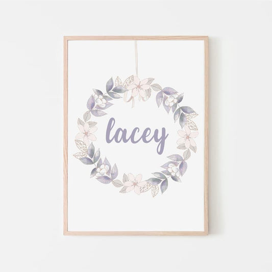 Personalised Wreaths - Floral Violet and Pink - Pompom Prints