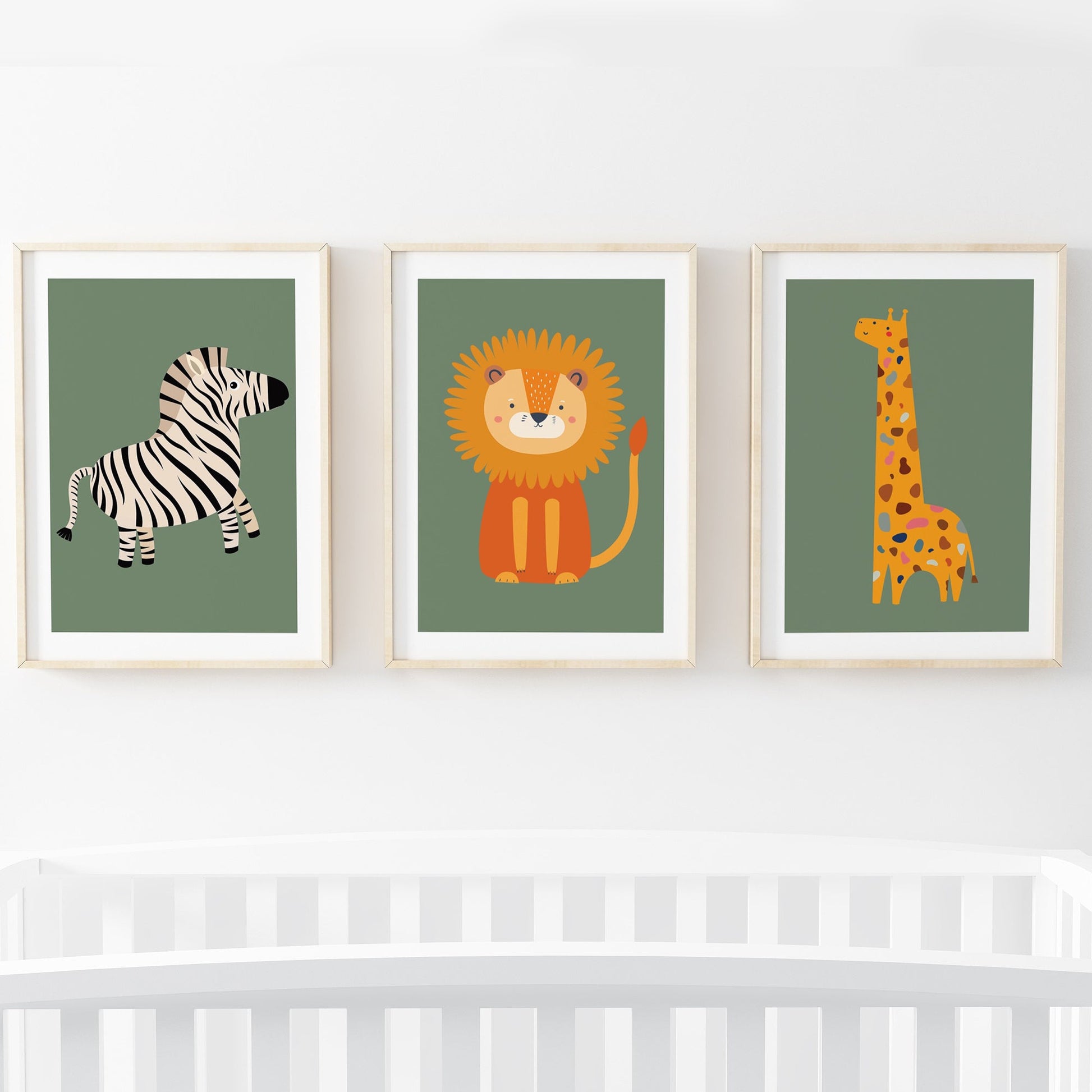 Speckled Giraffe Jungle Prints- 3 set - Green - Pompom Prints