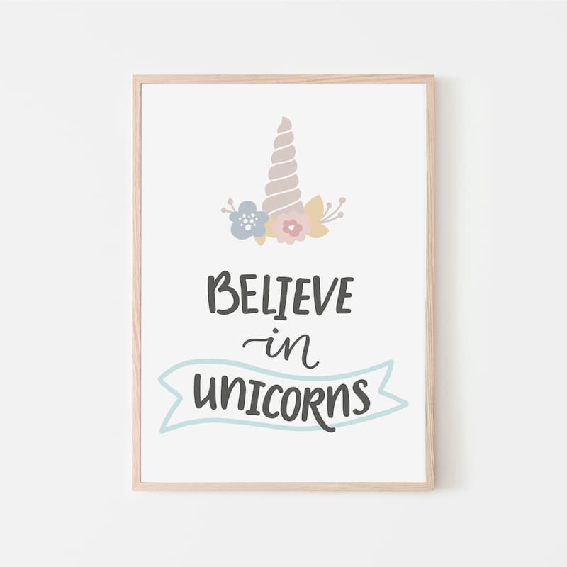 Unicorn Flowers - Believe In unicorns - Pompom Prints