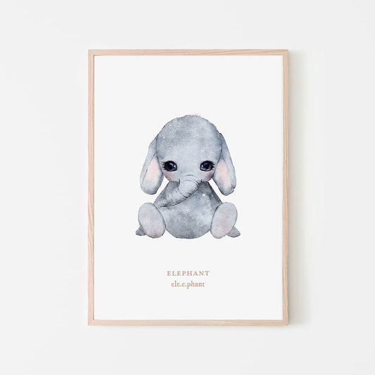 Watercolour Animals - Elephant - Pompom Prints