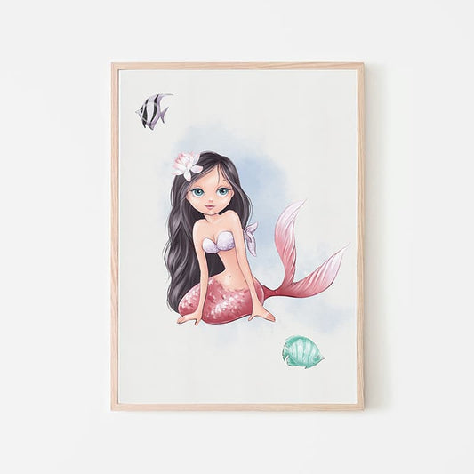 Watercolour Mermaids - Amelia - Pompom Prints