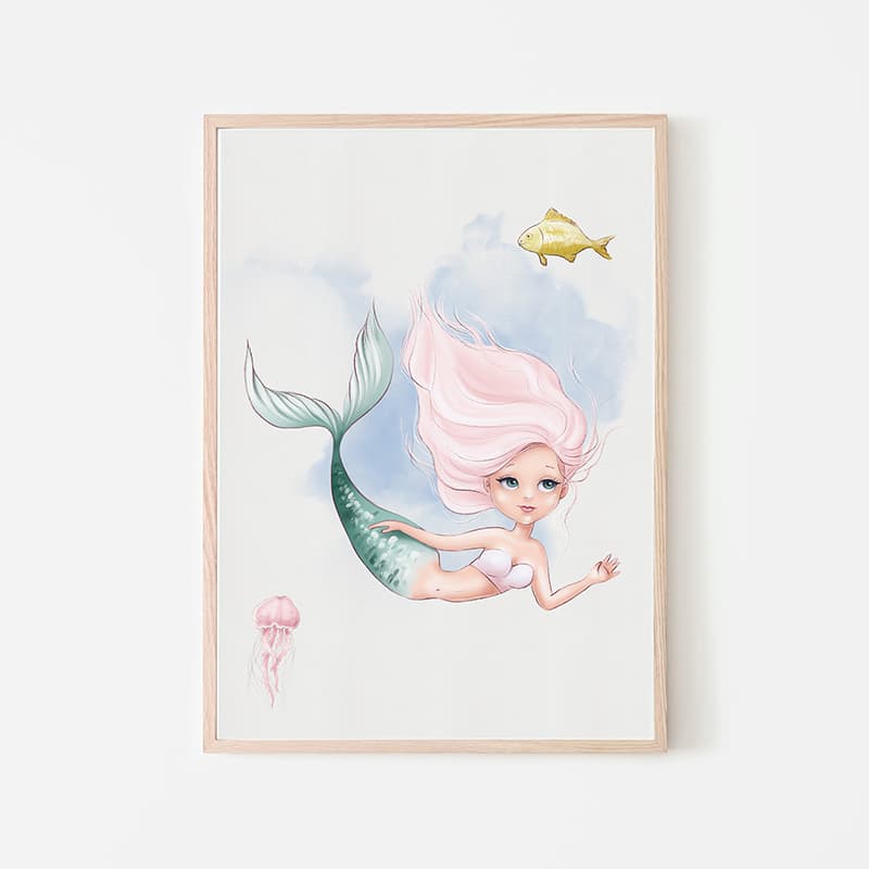 Watercolour Mermaids - Gabriella - Pompom Prints