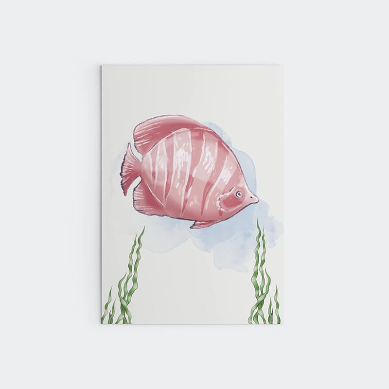 Watercolour Mermaids - Pink Fish - Pompom Prints