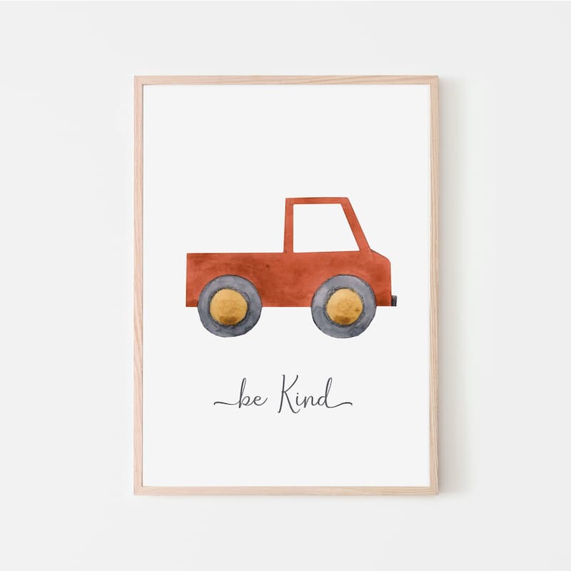 Watercolour Vehicles - Red Truck - Pompom Prints