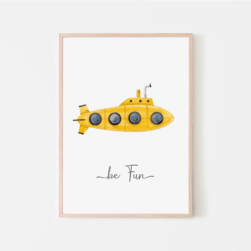 Watercolour Vehicles - Yellow Submarine - Pompom Prints